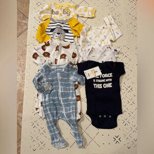 Baby boy zip up pajamas‎ and bodysuits bundle newborn size